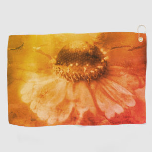 Soft Zinnia Daisy Flower In Vintage Sepia Golf Towel