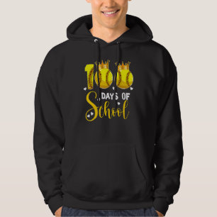 Softball 100 Days of School Happy 100th Day 1 Hoodie