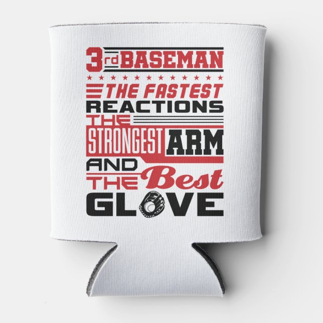 Softball 3rd Baseman Third Base Player Can Cooler (Front)