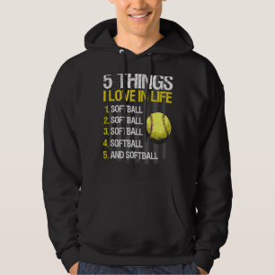 Softball 5 Things I Love In Live Usa Flag Saying Hoodie