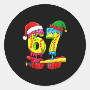 Softball 67 Ice Cream Drip Six Seven Boys Funny Ch Classic Round Sticker