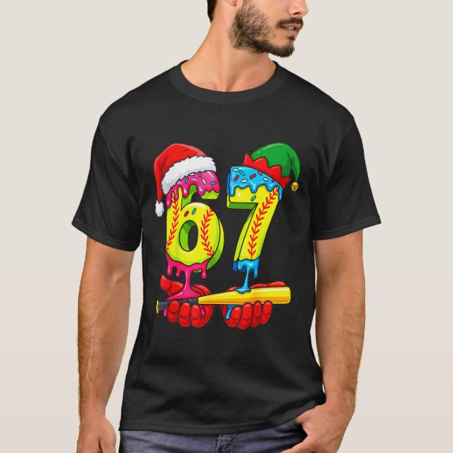 Softball 67 Ice Cream Drip Six Seven Boys Funny Ch T-Shirt (Front)