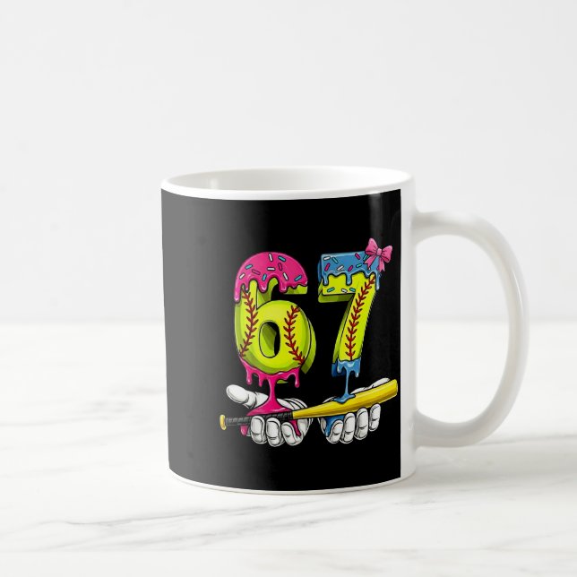 Softball 67 Ice Cream Drip Six Seven Boys Funny Me Coffee Mug (Right)