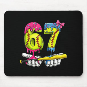Softball 67 Ice Cream Drip Six Seven Boys Funny Me Mouse Pad