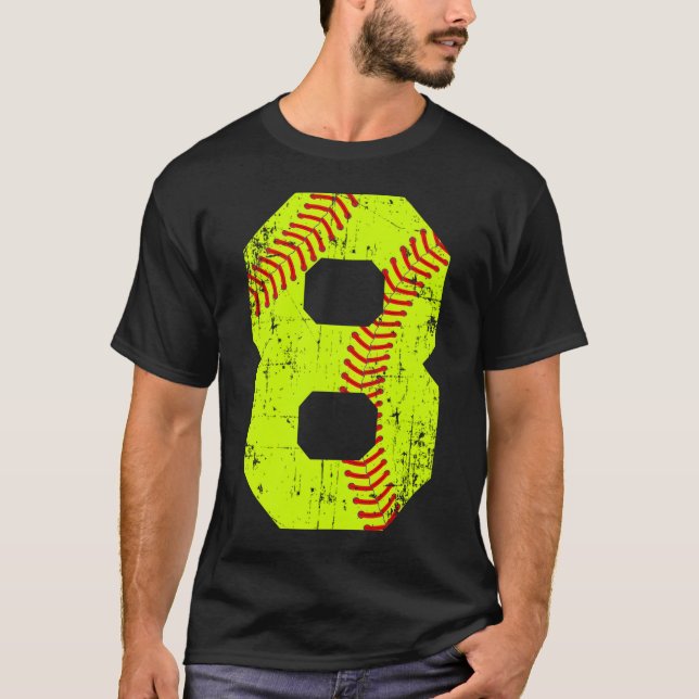 Softball 8 Jersey Number T-Shirt (Front)