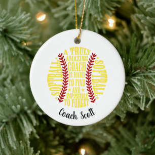Softball a truly amazing coach is hard to find ceramic ornament