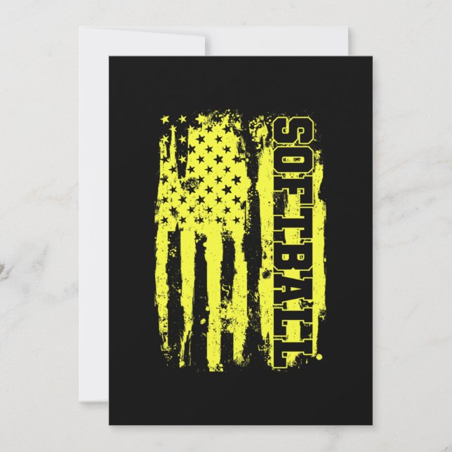 Softball American Flag Softball Player Thank You Card (Front)