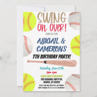 Softball and Baseball Party Invitation