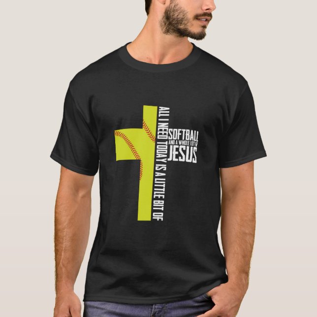 Softball And Jesus Sport Religious  T-Shirt (Front)