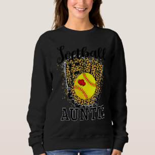 Softball Auntie Leopard Game Day Aunt Mother Softb Sweatshirt
