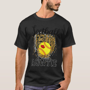Softball Auntie Leopard Game Day Aunt Mother Softb T-Shirt
