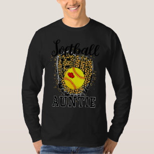 Softball Auntie Leopard Game Day Aunt Mother Softb T-Shirt