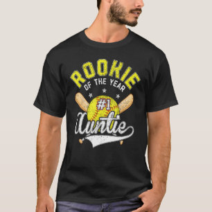 Softball Auntie Rookie Of The Year 1st B day Theme T-Shirt