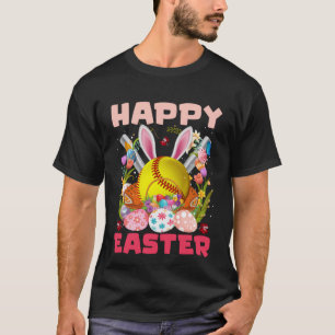 Softball Ball & Bats Bunny Ears Easter Day Boys Ki T-Shirt