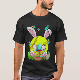 Softball Ball & Bats Bunny Ears Easter Day Boys Ki T-Shirt