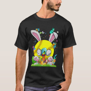 Softball Ball & Bats Bunny Ears Easter Day Boys Ki T-Shirt