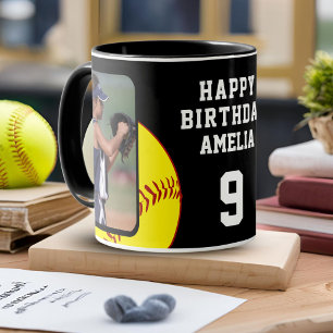 Softball Ball Happy Birthday 2 Photos Mug