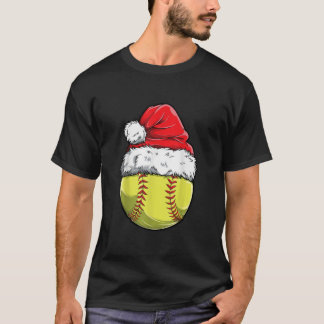 Softball Ball Santa Christmas Girls Funny Xmas Hat T-Shirt