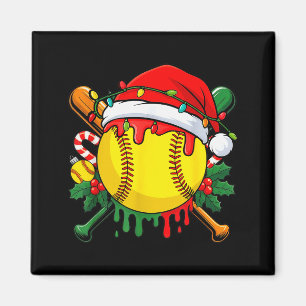 Softball Ball Santa Hat Christmas Softball Drip Xm Magnet