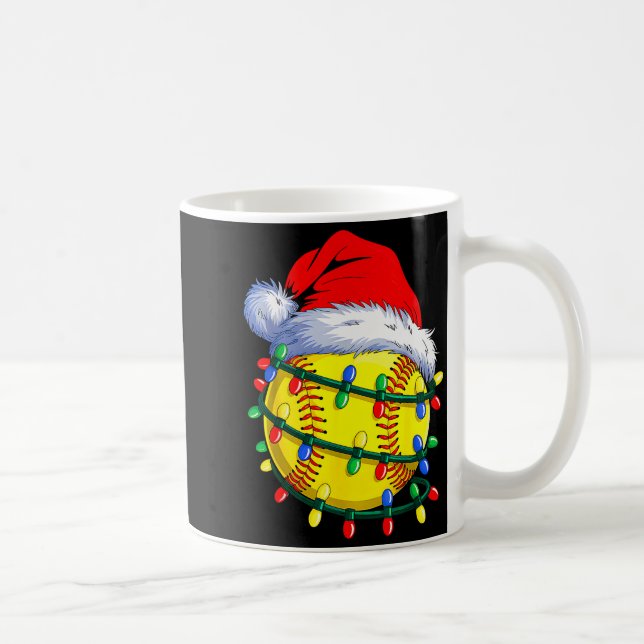 Softball Ball Santa Hat Christmas Softball Xmas Li Coffee Mug (Right)