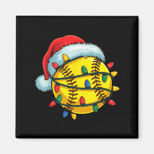 Softball Ball Santa Hat Christmas Softball Xmas Li Magnet