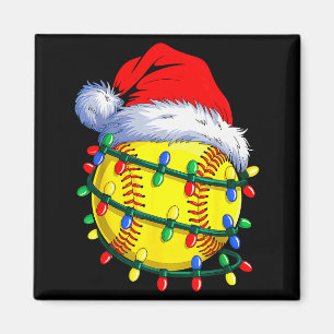 Softball Ball Santa Hat Christmas Softball Xmas Li Magnet