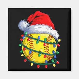 Softball Ball Santa Hat Christmas Softball Xmas Li Magnet
