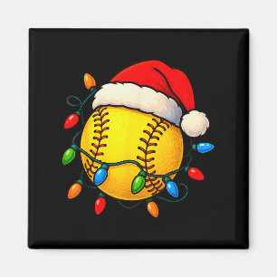 Softball Ball Santa Hat Christmas Softball Xmas Li Magnet
