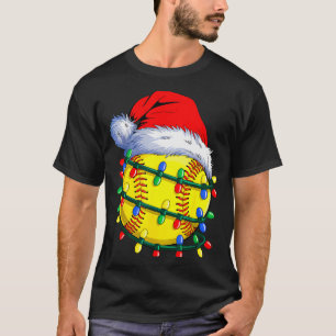 Softball Ball Santa Hat Christmas Softball Xmas Li T-Shirt