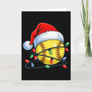 Softball Ball Santa Hat Xmas Funny Christmas Softb Card