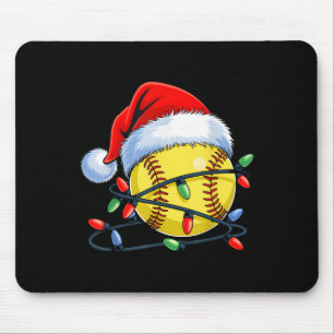 Softball Ball Santa Hat Xmas Funny Christmas Softb Mouse Pad