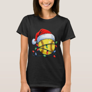 Softball Ball Santa Hat Xmas Funny Christmas Softb T-Shirt