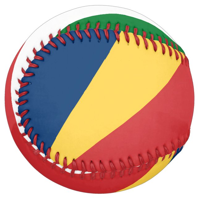 Softball ball with Seychelles Colours Design (Front Left)