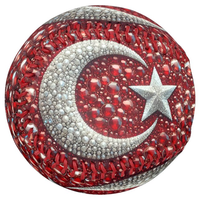 Softball ball with Turkish Colours Design (Front Left)