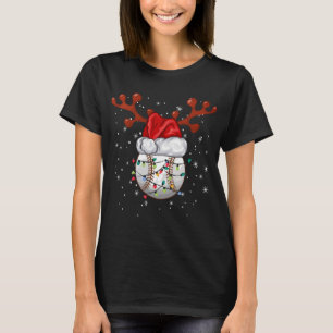 Softball Balls Christmas Funny Santa Hat Reindeer T-Shirt