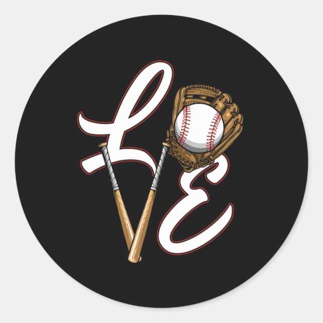 Softball Baseball Ball Glove Helmet Bat Pitcher Gi Classic Round Sticker (Front)