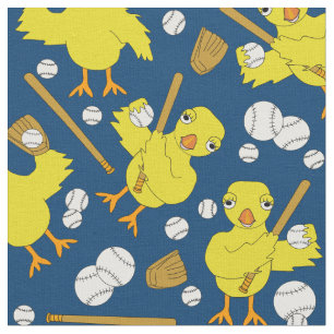 Softball Baseball Chick Pattern Fabric