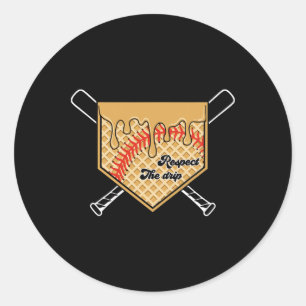 Softball Baseball Drip Boys Ice Cream Drip Youth B Classic Round Sticker