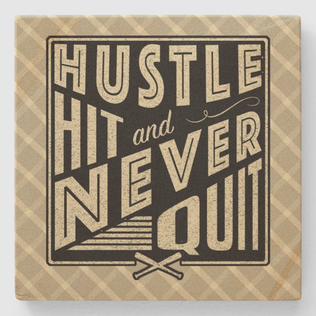 Softball Baseball Hustle, Hit & Never Quit Coaster (Front)