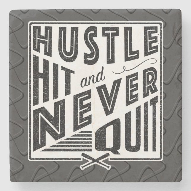 Softball Baseball Hustle, Hit & Never Quit Coaster (Front)
