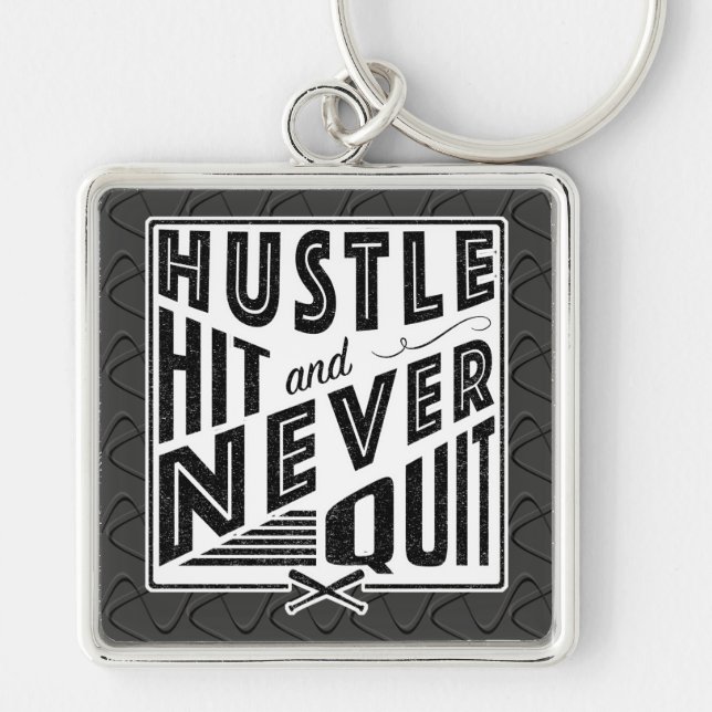 Softball Baseball Hustle Hit Quote Key Ring (Front)