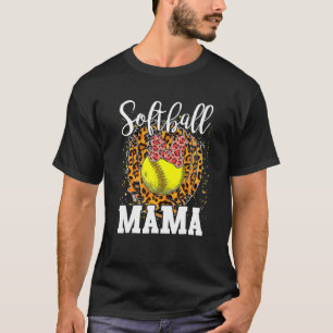 Softball Baseball Mama Leopard Teeball Mum Mother' T-Shirt