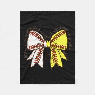 Softball Baseball Mom Bow Christian With Man This  Fleece Blanket