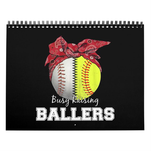 Softball Baseball Mum Busy Raising Ballers Mama Calendar (Cover)