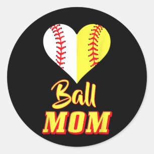 Softball Baseball Mum Sport Mothers Day Outfit Classic Round Sticker