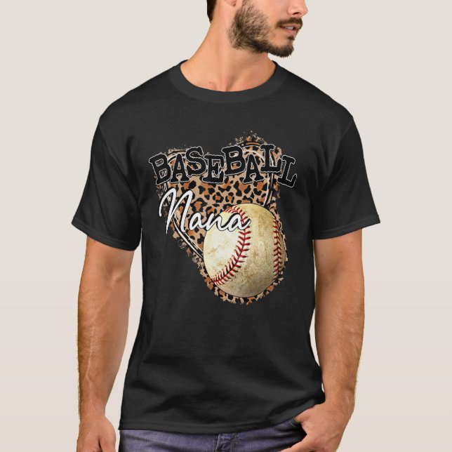 Softball Baseball Nana Leopard Mother's Day T-Shirt (Front)
