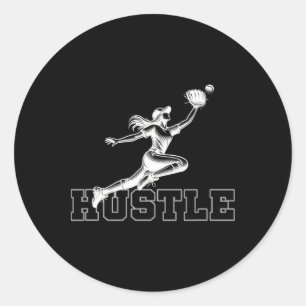 Softball, Baseball, Sports, Women Athletes, Hustle Classic Round Sticker