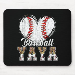 Softball Baseball Yaya Heart Leopard Print Mothers Mouse Pad