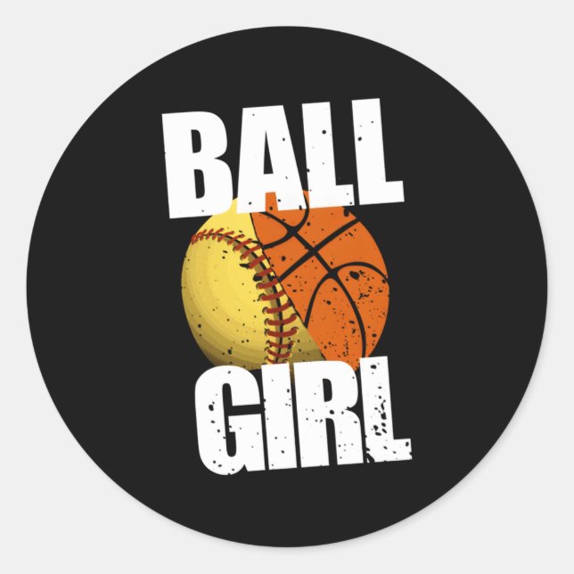 Softball Basketball Classic Round Sticker (Front)