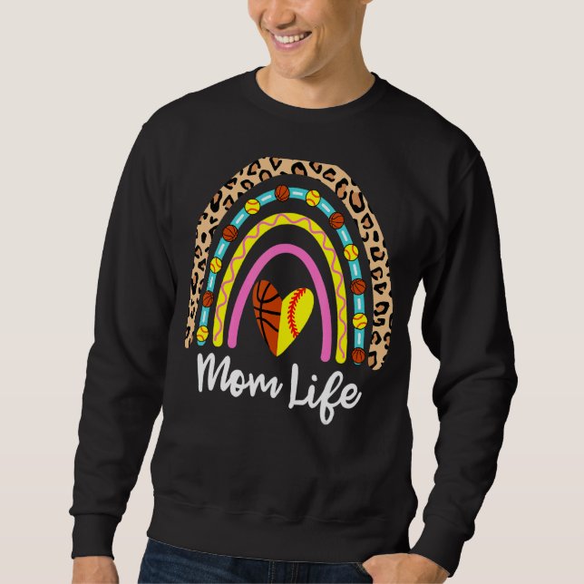 Softball Basketball Mum Boho Rainbow Softball Bask Sweatshirt (Front)